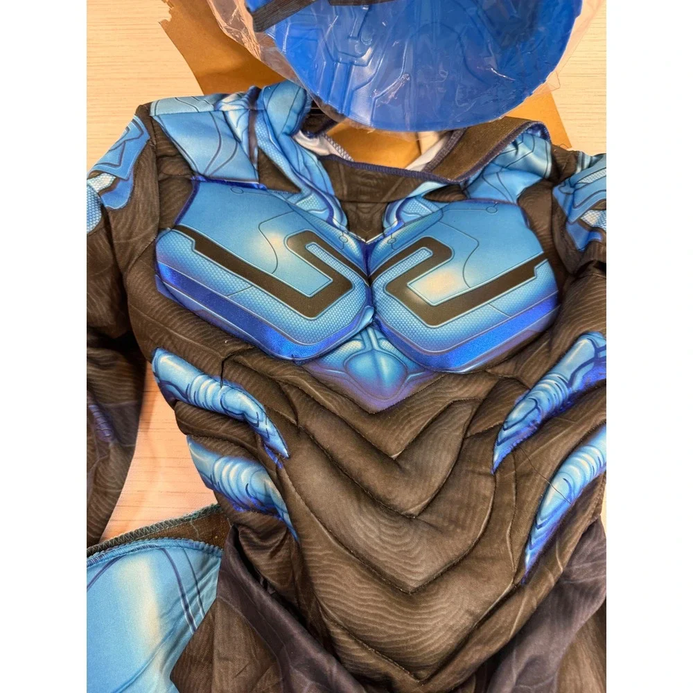 DC Comics Blue Beetle Child Costume Padded Muscle Jumpsuit Mask Rubies Small 6
